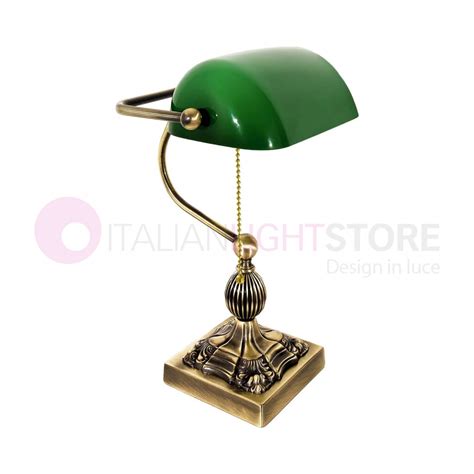 Lampada Ministeriale Da Banchiere Classica Vintage Ottone Satinato