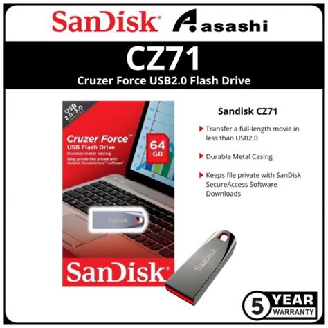 Sandisk CZ71 64GB Cruzer Force Usb2 0 Flash Drive SDCZ71 064G B35