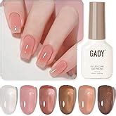 Amazon GAOY Jelly Nude Gel Nail Polish Set Transparent Colors Sheer Red Pink Brown Soak