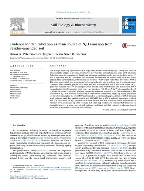 (PDF) Evidence for denitrification as main source of N2O emission from ... 