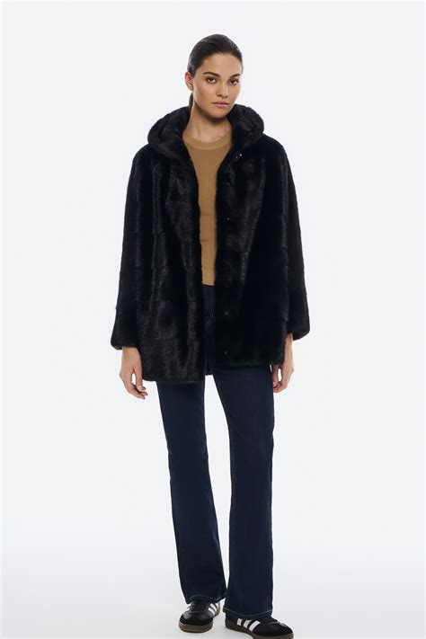 Норковая шуба с капюшоном Flaumfeder 716762003 цены в Москве, купить ...