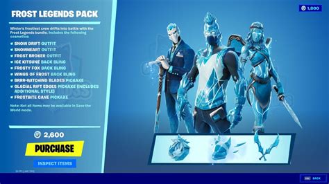 Fortnite Frost Legends Pack Snow Drift SnowHeart Frost Broker With