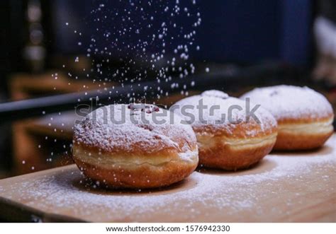 Hanukkah Food Doughnuts Jelly Sugar Powder Stock Photo 1576942330