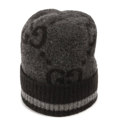 Gucci Grey Cashmere GG Beanie Harrods UK