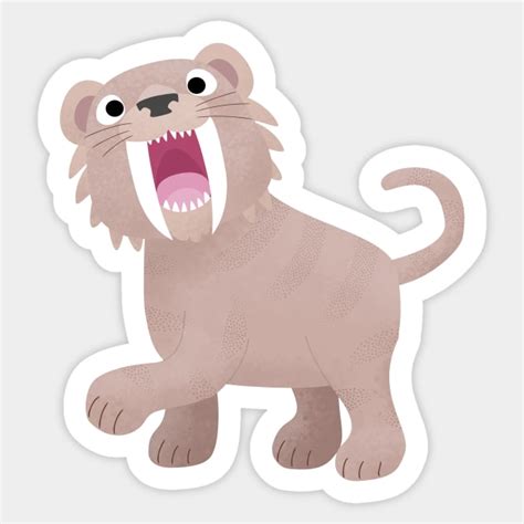 Cute Saber Toothed Tiger Smilodon cartoon - Smilodon - Sticker | TeePublic