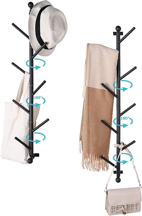 Hongtamoya 2 Pack Vertical Coat Rack Hat Rack Wall Mount Wall Mounted Coat Rack