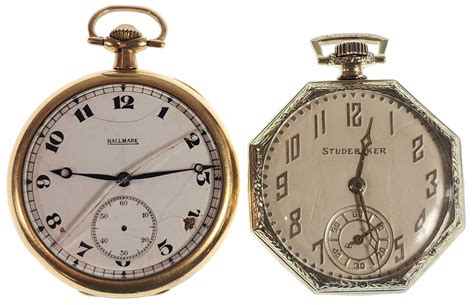 Lot Pc Vintage Hallmark Studebaker Pocket Watches