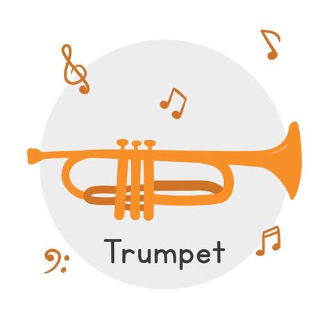 Golden Trumpet Clipart Cartoon Style Simple Cute Trumpet Brass Musical