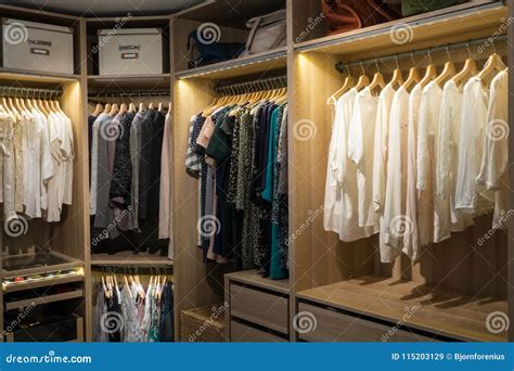 Luxury Walk in Closet / Dressing Room with Lighting Stock Image - Image ...