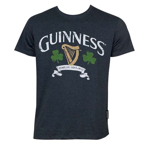 Guinness Mens Navy Blue Distressed Clover T Shirt