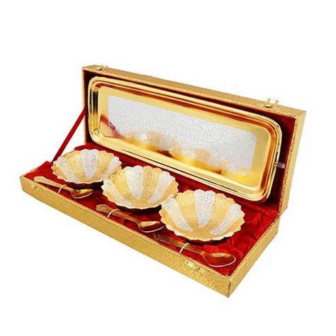 Flower Golden Designer Silver Gold Plated Bowl Set For Gift At Rs