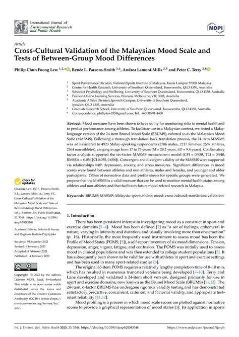 Cross Cultural Validation Of The Malaysi Citation Lew Pc Parsons