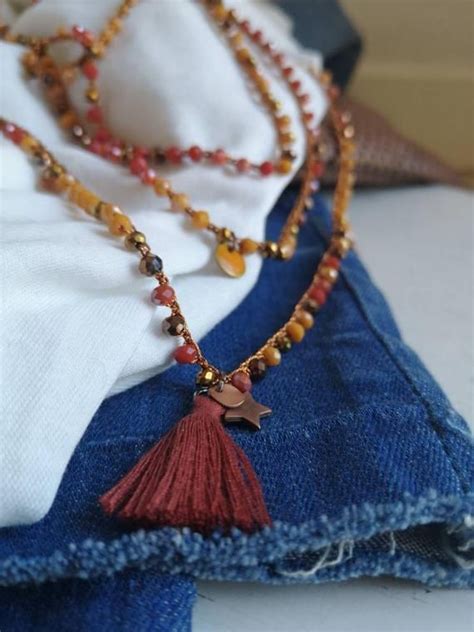 Collana Fatta Alluncinetto In Stile Rosario Hippiechic Boho Chic Con