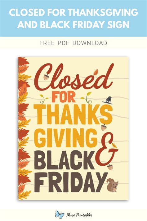 Printable "Closed For Thanksgiving and Black Friday" Sign Template ...