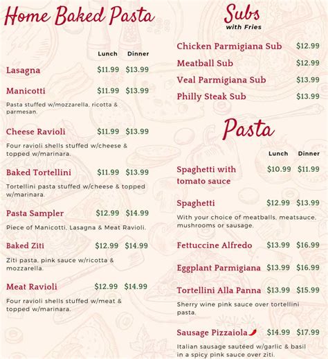 Portofino Menu, Greenbrier, AR