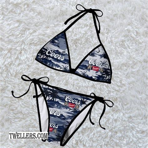 Coors Banquet Camo Hawaiian Triangle Bikini Set Swimsuit Beach TW310