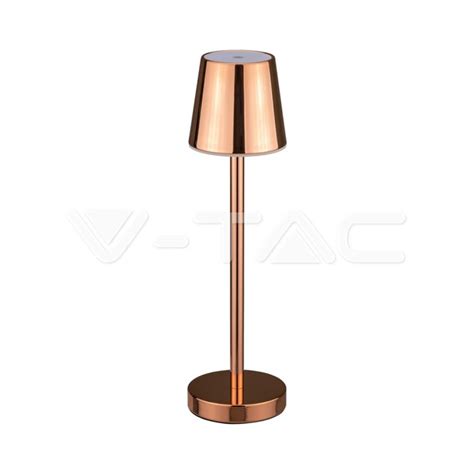 V TAC Lampada LED Da Tavolo 3W Colore Rame Ricaricabile Con Micro USB