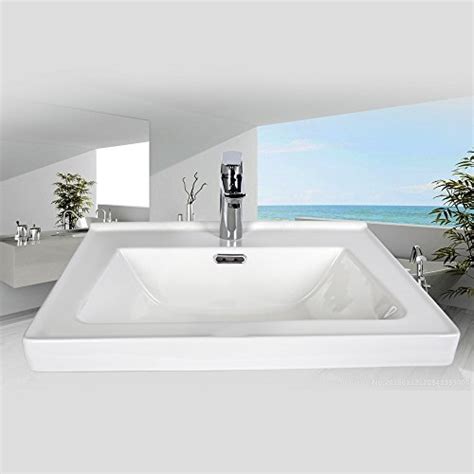 Rectangle Ceramic Undermount Vessel Vanity Sink, Undercounter Bathroom ...