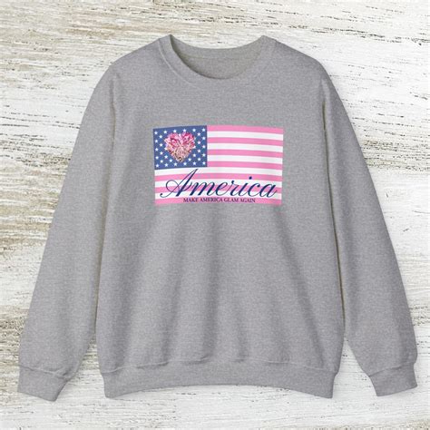 American Flag Sweatshirt Womens Flag Sweatshirt Pink Blue Crewneck Patriotic Shirt Pastel Flag