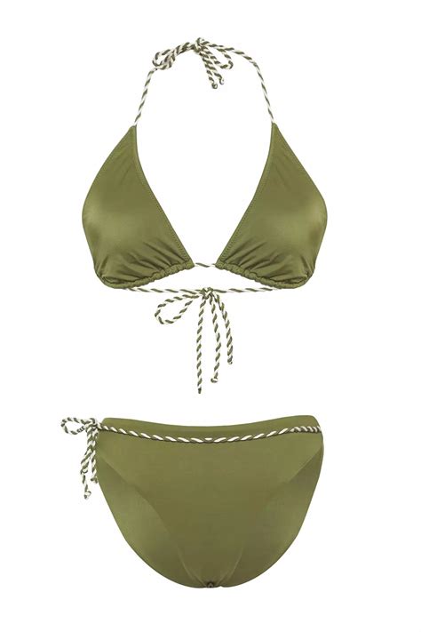 Buy Trendyol Khaki Triangle Binding Detail Regular Bikini Set 2025 Online ZALORA Philippines