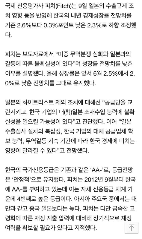 피치 한국 내년 경제성장률 전망치 26에서 23로 하향 조정 정치시사 에펨코리아