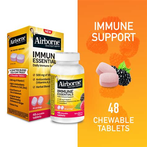 Airborne Immune Essentials Vitamin C Zinc Immune Support Chewable