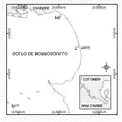 Mapa del Golfo de Morrosquillo con la ubicación del AA de Punta de