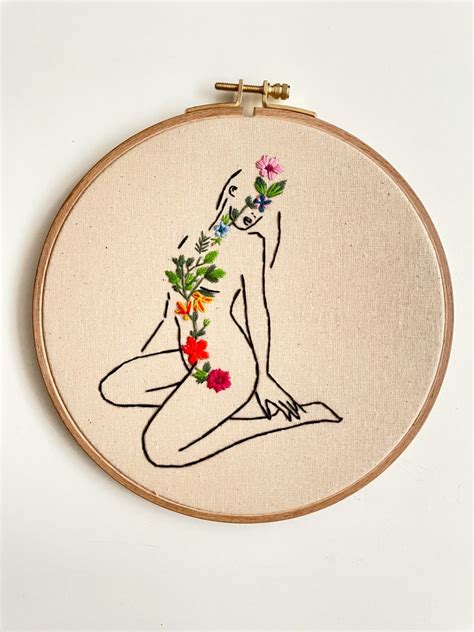 Feminist Embroidery Kit Nude Girl Embroidery Modern Etsy