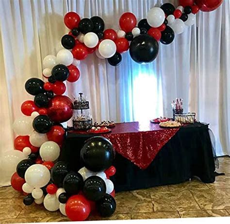 Pcs Globos De Oro Rojo Y Negro Garland Arch Kit Etsy