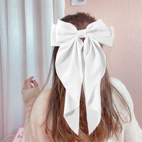 Large Hair Bow Clips For Women Girls Silky Satin Hair Barrettes With