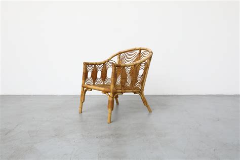 mid century bamboo lounge chair  decorative spiral pattern  sale