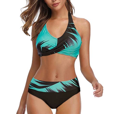 IDALL Bikini Sets Bathing Suit Cross Sport Bra Flower Printed Beach