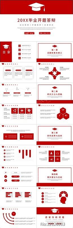 红色简约毕业开题答辩ppt模板下载 红动中国