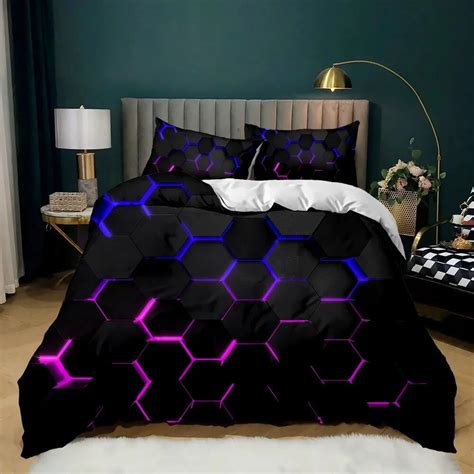 Geometric Duvet Cover Multicolor Honeycomb Hexagon Bedding Set