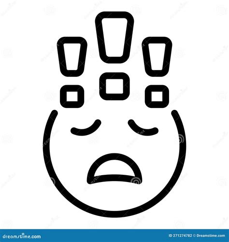 Burnout Emoji Icon Outline Vector Work Stress Stock Illustration