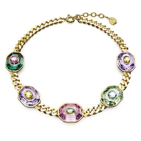 Buy Swarovski Chroma Choker Mixed Cuts Multicolored Gold Tone Plated