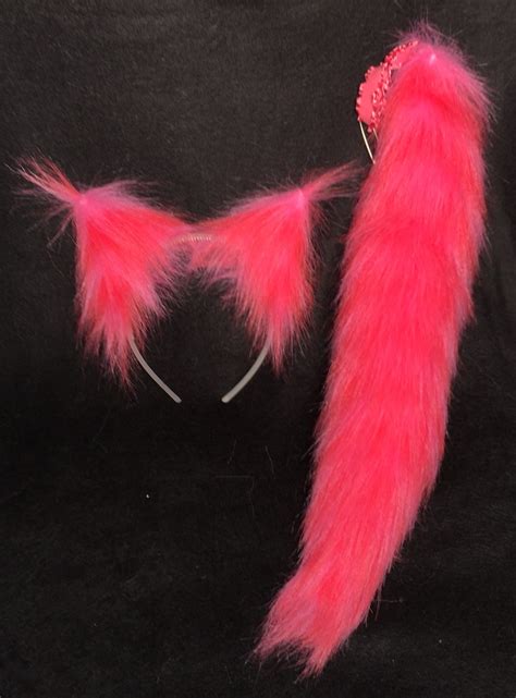 Pink Cat Ears And Tail 12 SET Combo Clip On Or Elastic Etsy