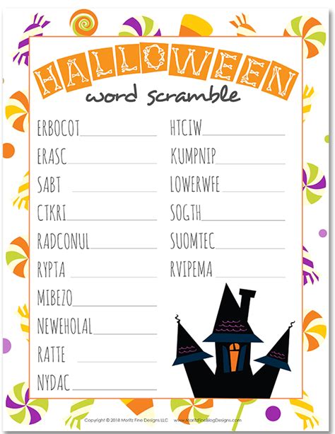 Printable Halloween Word Scramble