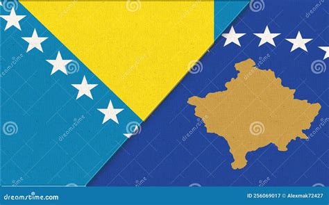 Bosnia and Herzegovina and Kosovo. Military Conflict. Two Flag Together ...