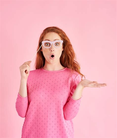 Premium Photo Portrait Of Surprise Woman Gesturing At Studio Shot