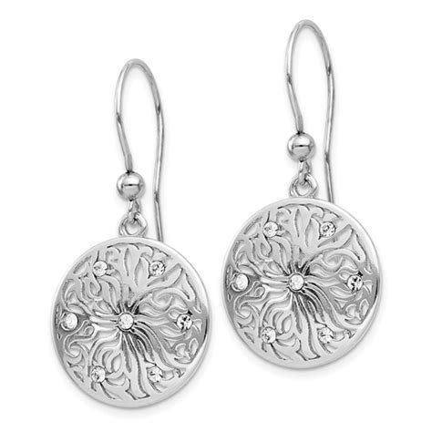 Buy Sterling Silver Polished Cz Dangle Earrings 37 Mm Apmex