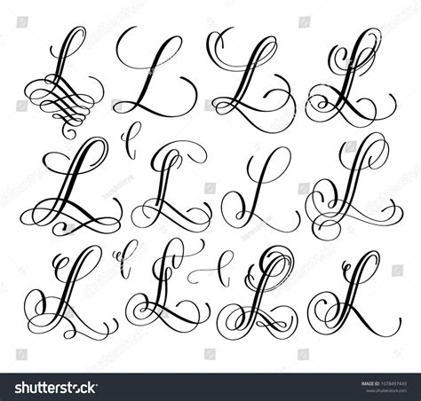 Calligraphy Lettering Script Font L Set Stock Vector (Royalty Free ...