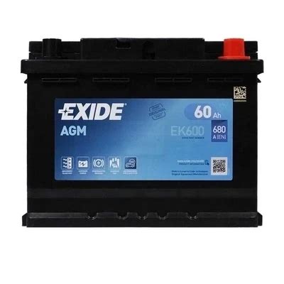 Купить Аккумулятор 60Ah-12v Exide AGM (242х175х190),R,EN680, цена 6326 ...