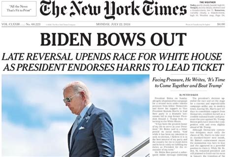 Il Ritiro Di Biden Dalla Corsa Alla Casa Bianca Sulle Prime Pagine Dei