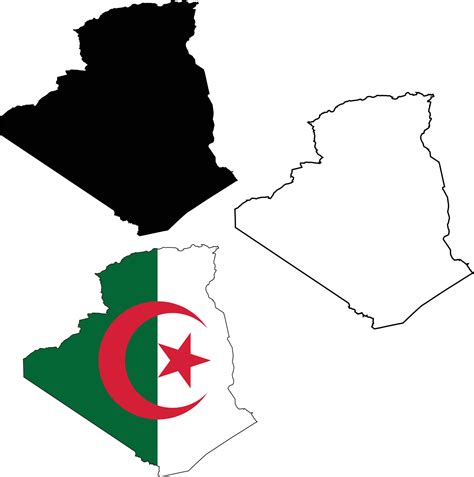 map of Algeria with flag. outline map Algeria. Algeria vector map ...