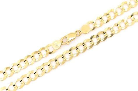 Icebox 7MM Flat Curb Link 14k Solid Gold Chain