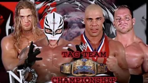 CHRIS BENOIT AND KURT ANGLE VS EDGE AND REY MYSTERIO FOR TAG TEAM