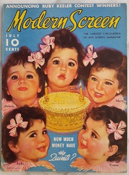 Dionne Quintuplets Modern Screen Magazine July 1936 Cover Photo United States