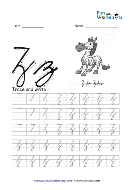 Cursive Handwriting Practice Capital Letter Z Free Printable Worksheets