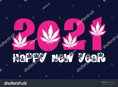 2021 Happy New Year Plants Type Stock Vector Royalty Free 1855783918